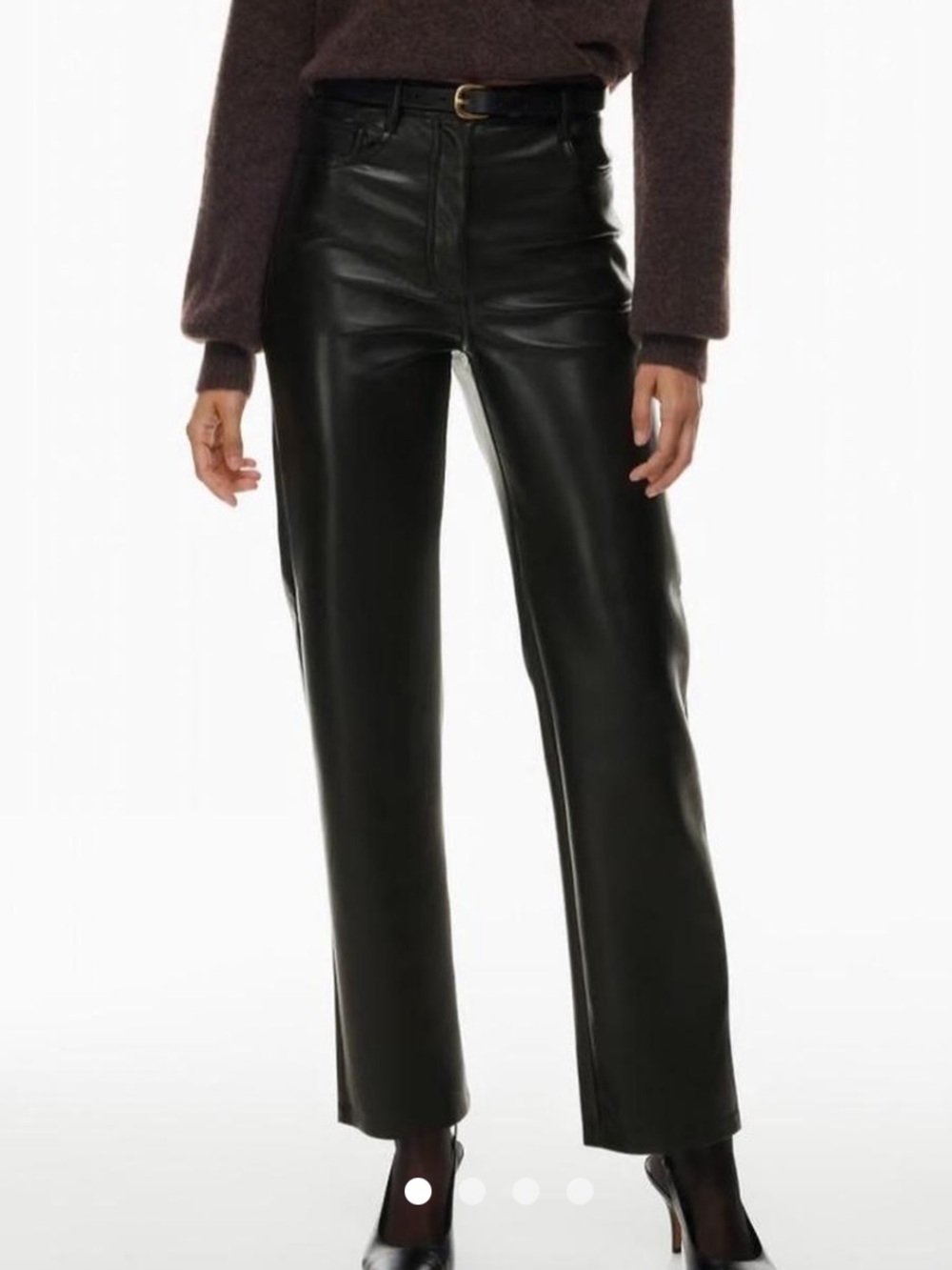Aritzia Wilfred Black Leather Melina Pants